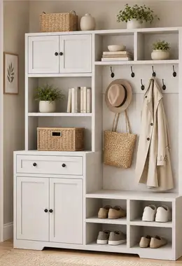 5-in-1 Hall Tree with Bench and Shoe Storage