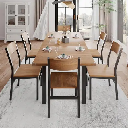7-Piece Dining Room Table Set with 6 Chairs